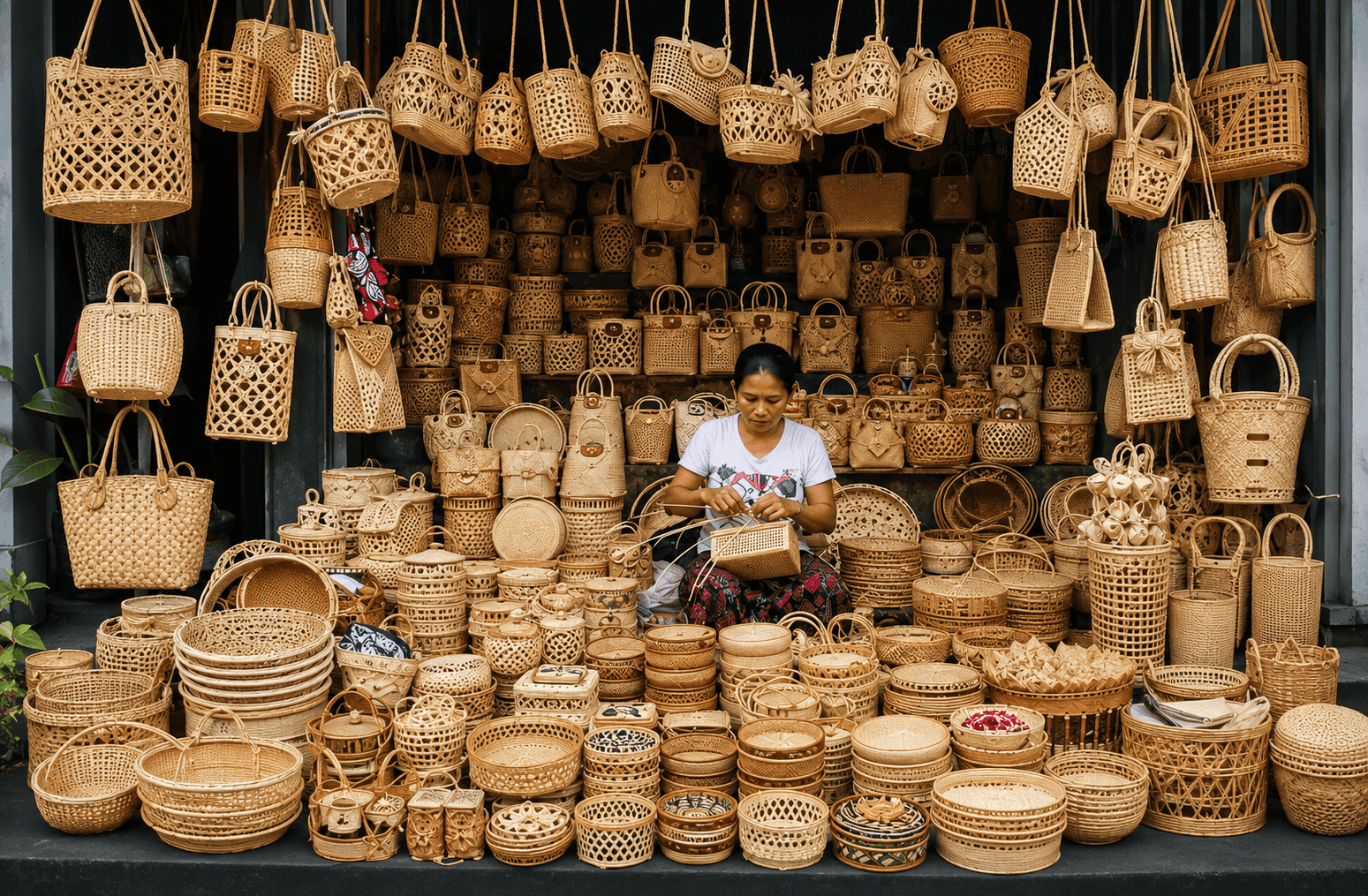 The Terminal — local handicraft and basket stall